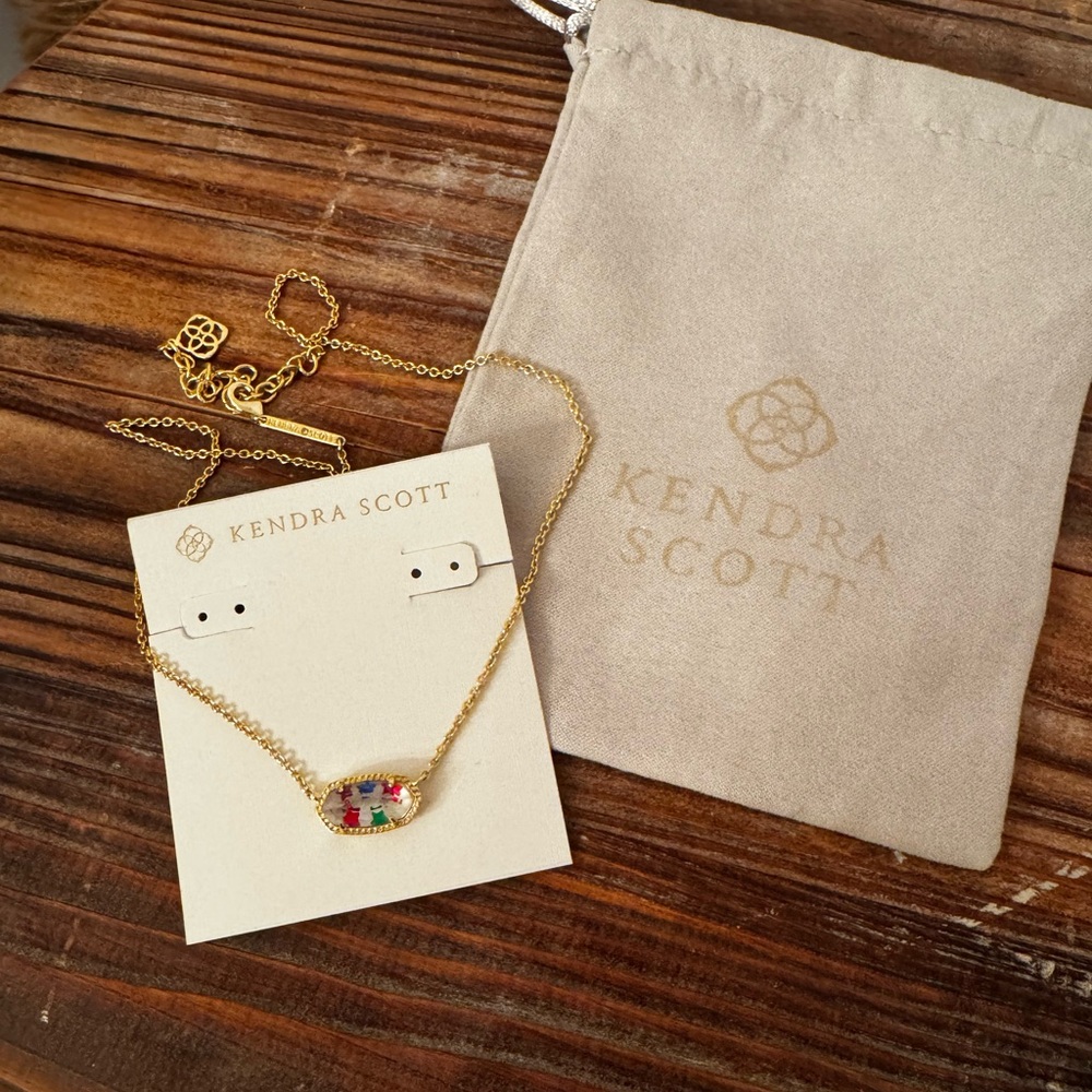 🌟Kendra Scott🌟 Elisa Red White Blue Green Star Necklace Gold